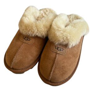 UGG Women Chestnut Coquette Shearling Lined Slip On Slippers - Size 7